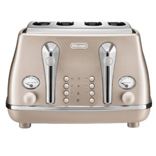 Delonghi Icona Metallics 4 Slice Toaster (Beige) - CTOT4003.BG